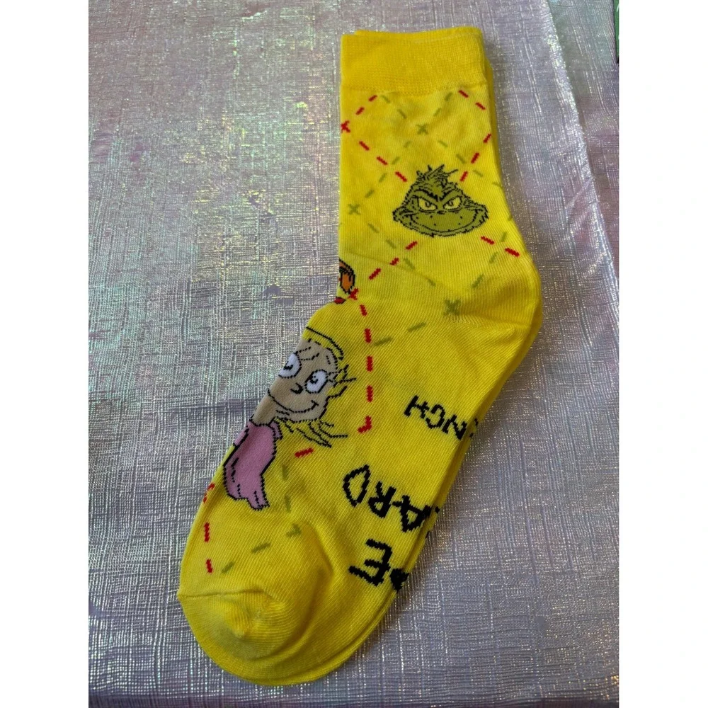 McDonalds The Grinch Meal Socks Yellow Christmas Holiday Grinchmas‎ New